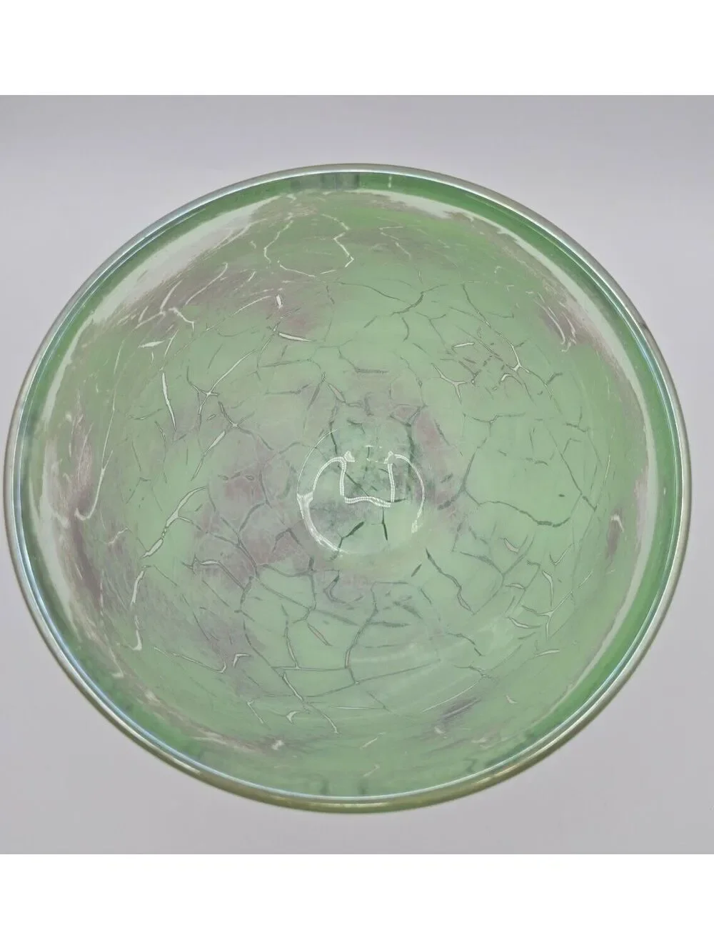 1997 Lucy Chamberlain Signed Ikora Art Glass Bowl Pink Green Studio Glass